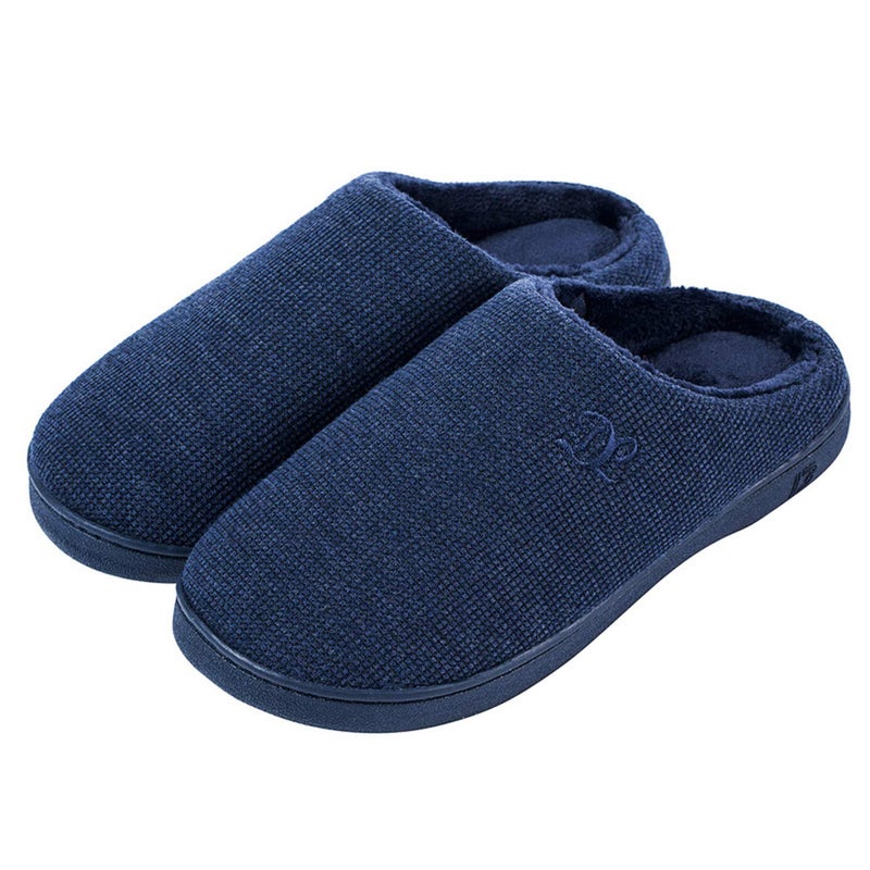 DL Womens Memory Foam Slippers, Cozy Slip on House Slippers For Women Indoor Outdoor, Comfy Women's Bedroom Slippers Warm Soft Flannel Lining Home Slippers Size 9-10 Navy - Image 1